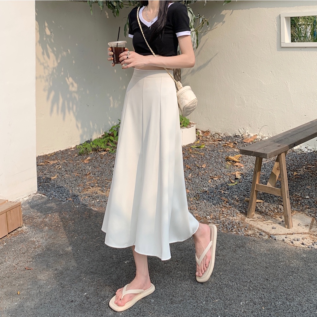 Chân Váy Xòe Lưng Cao Phong Cách Hàn Quốc Cho Nữ