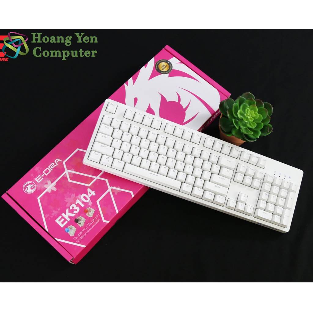 [WHITE] Bàn Phím Cơ E-Dra EK3104 ICE WHITE (Đèn Led Xanh, Chống Nước) - BH 2 Năm Chính Hãng - Hoàng Yến Computer
