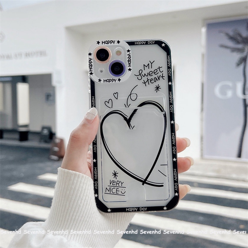 Ốp Điện Thoại Mềm Trong Suốt Có Ngăn Đựng Thẻ Cho iphone 15 14 13 12 11 pro max x xr xs max 8 7 6 6s plus se 2020