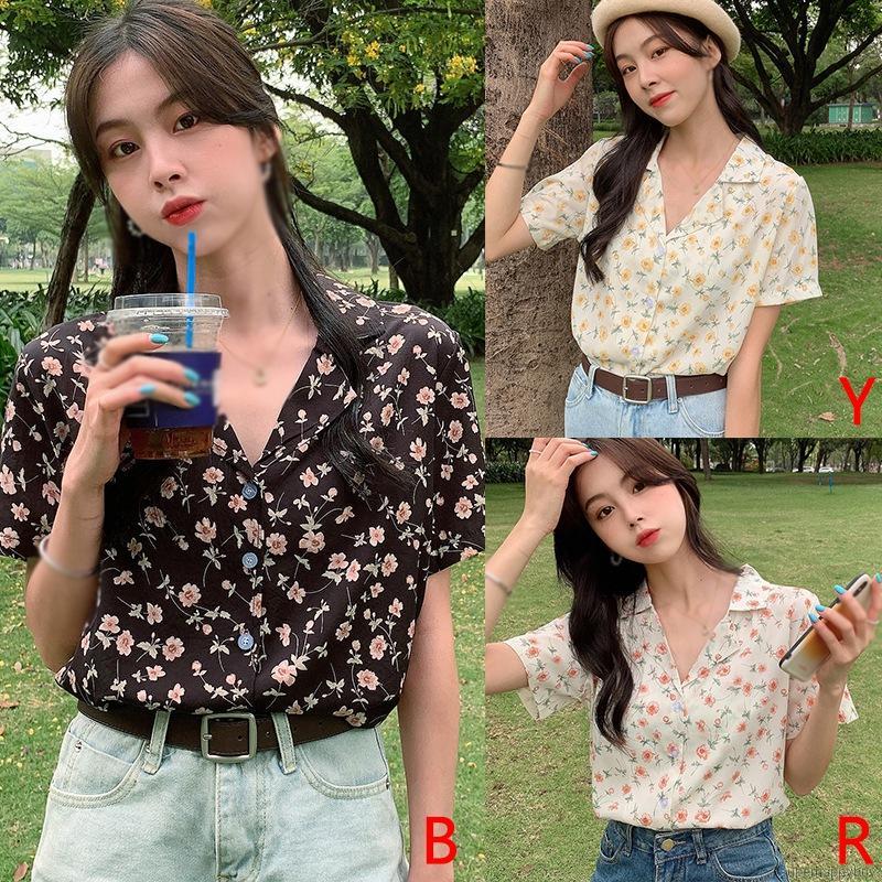 Áo Nữ Tay Ngắn In Hoa Thời Trang Thanh Lịch