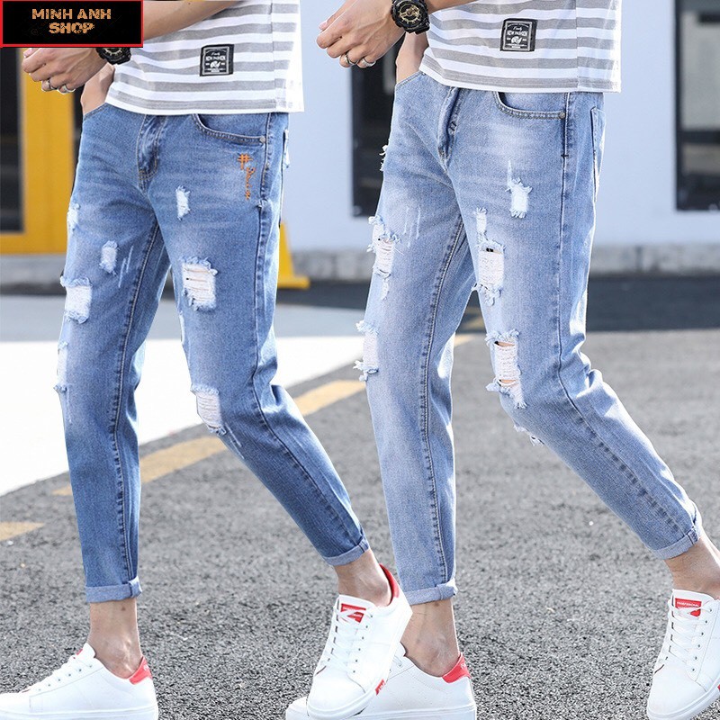 Quần Jean Nam Rách Cao Cấp Y Hình Xanh Bạc Đẹp Mẫu Mới MINHANHSHOP, Quần Bò Nam | BigBuy360 - bigbuy360.vn
