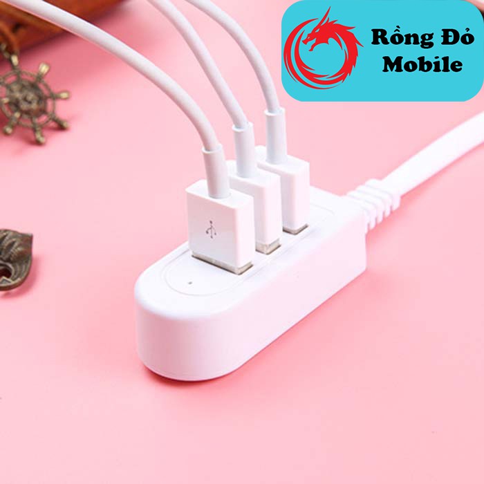 Hub dây cáp chia 3 cổng USB 2.0 có thể dùng để chia cổng sạc và truyền dữ liệu như USB thông thường - Rồng Đỏ Mobile