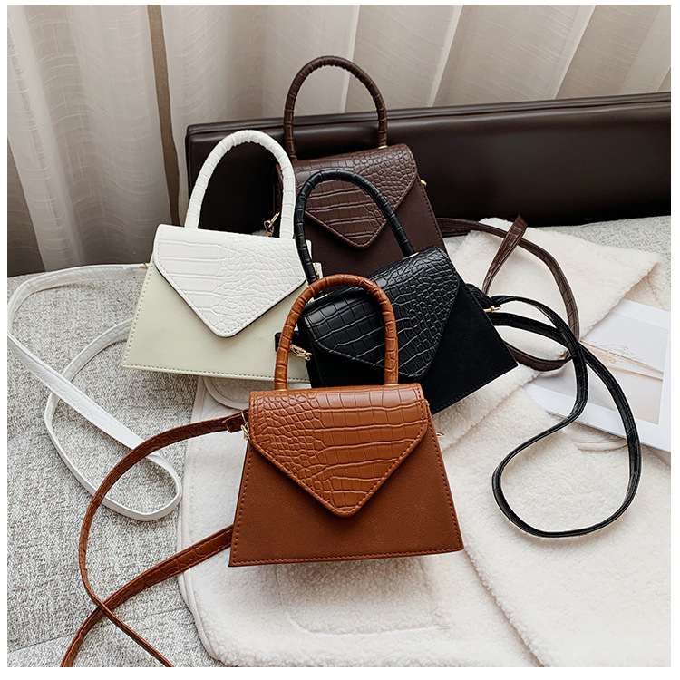 Ins French Style Crocodile Pattern Frame Handbag Casual Shoulder Bags Ladies Sling Bags Fashion Crossbody Bag