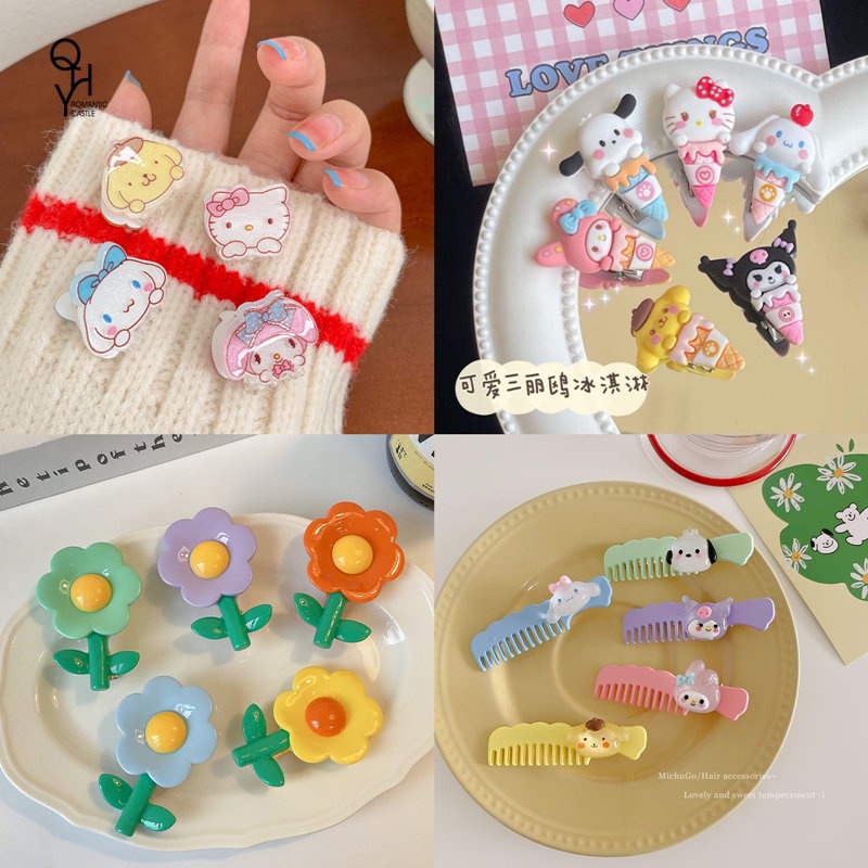 Kẹp Tóc Hình Hoa Ngọc Bích Sanrio Dễ Thương Thời Trang Hàn Quốc Cho Trẻ Em