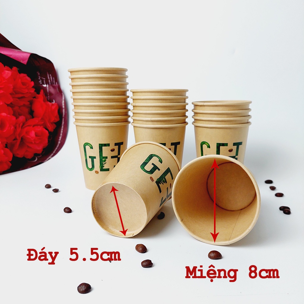 50 cốc giấy 240ml - 8oz GET nâu ly giấy siêu cao cấp NHẬP KHẨU HÀN QUỐC