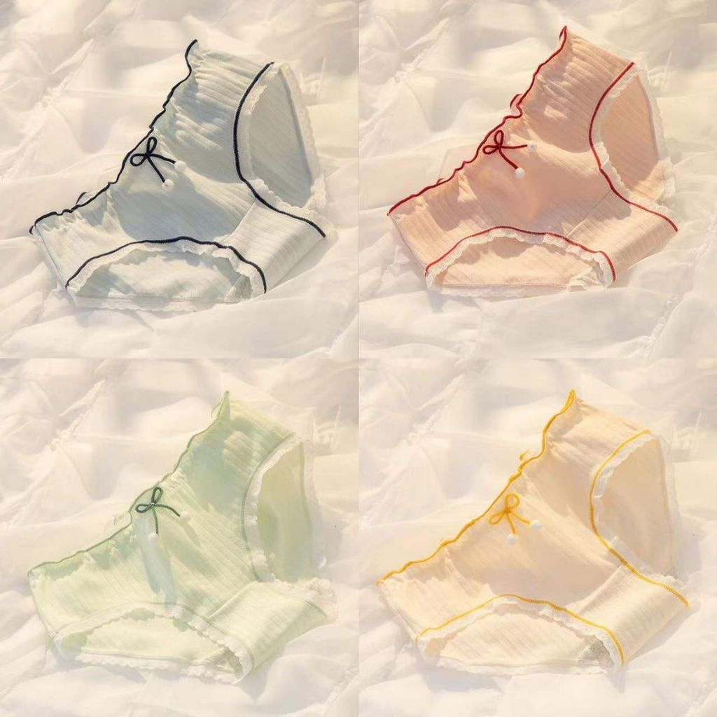 Quần lót nữ cotton ren viền kháng khuẩn khử mùi đính nơ đẹp cute dễ thương DOPICO L399