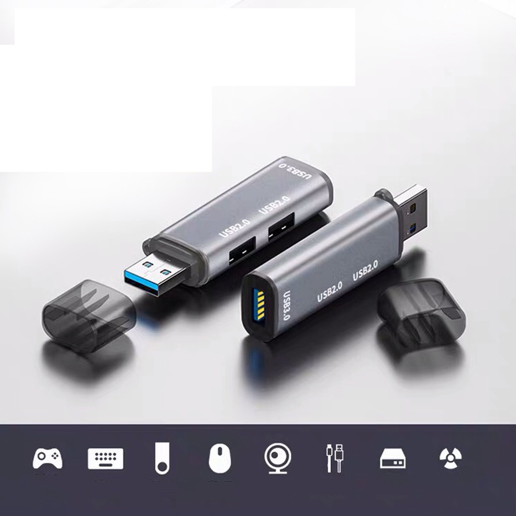 Hub USB 302 tốc độ cao, bộ chia ra 1 cổng USB 3.0 và 2 cổng USB 2.0  kết nối chuyển đổi cho laptop, PC