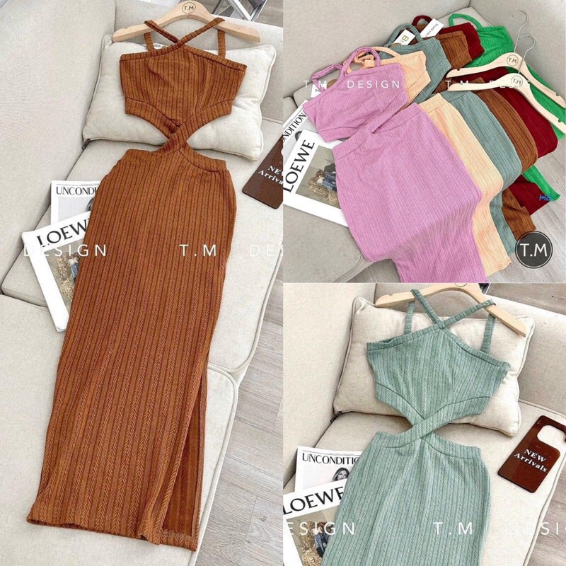 Đầm body cutout eo cổ yếm