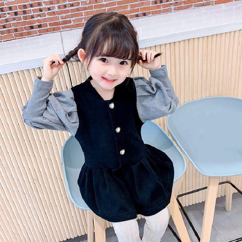Đầm Nhung Tay Phồng Dài Xinh Xắn Dành Cho Bé Gái