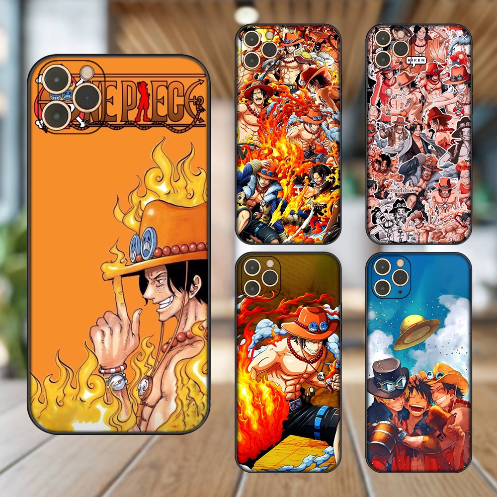 Ốp lưng iPhone 11 Pro Max dẻo đen cạnh vuông in hình Ace One Piece