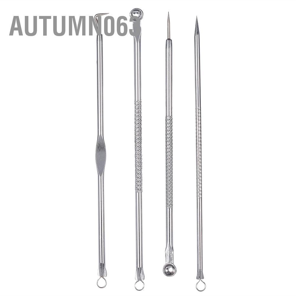 [Hàng mới về] Bộ dụng cụ 4 kim nặn mụn loại bỏ mụn đầu đen bằng thép không gỉ