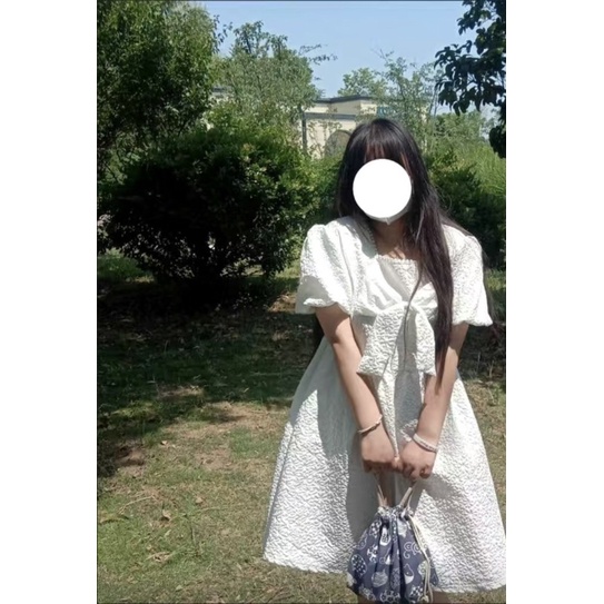 BIGSIZE Váy công chúa cổ tích mùa hè cổ vuông nơ