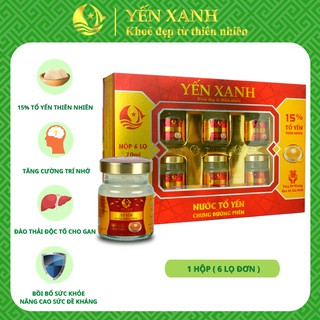 [MUA 5 TẶNG 1] Nước tổ yến sào chưng đường phèn cao cấp – YẾN XANH (15% yến sợi) - Hộp 6 lọ x 70ml tặng kèm túi