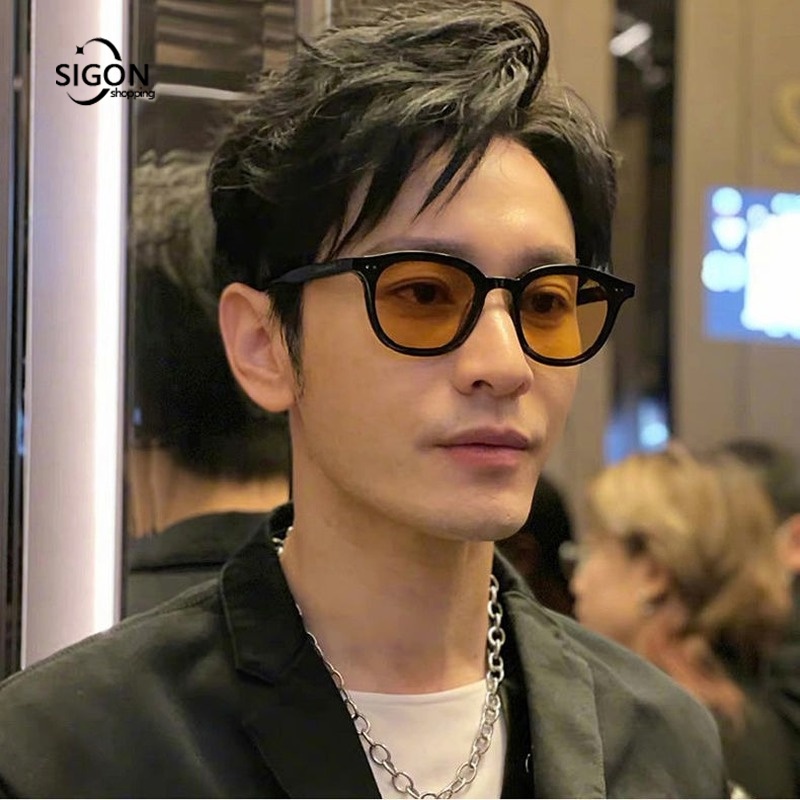 Kính Mát Gọng Tròng Màu Vàng Trà Chống Tia UV Thời Trang Cho Nam Và Nữ