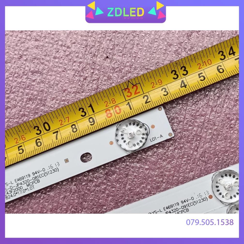 THANH LED TIVI  DARLING ASANO 43DF2200 HÀNG MỚI 100%, BỘ 3 THANH, GỒM 2 THANH A 9 BÓNG VÀ 1 THANH B 8 BÓNG, MỖI BÓNG 6V
