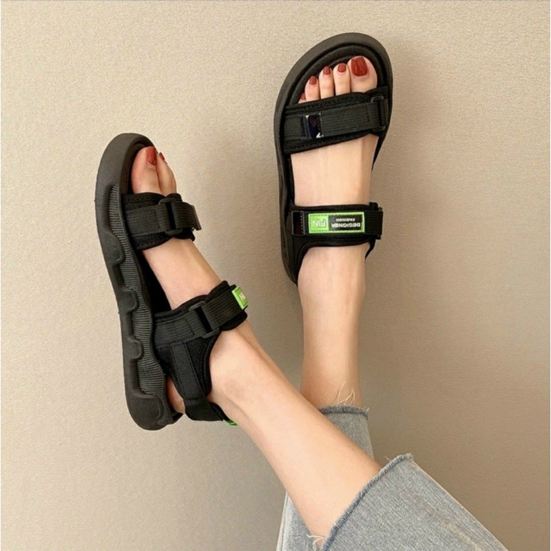 [Rẻ vô địch] Giày sandal học sinh đế bánh mì 2 quai tag nổi chữ Fin cực đẹp