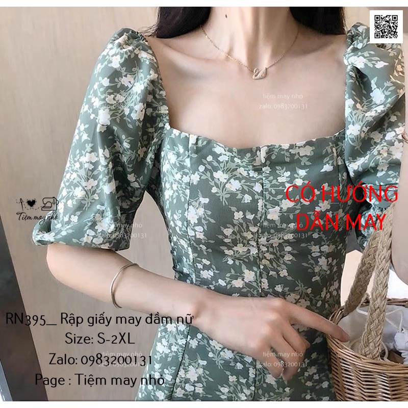 RN395_Rập giấy may đầm hở lưng nữ