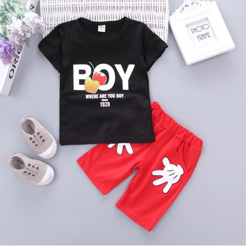 Set áo thun + quần short in hoạt hình cho bé gái