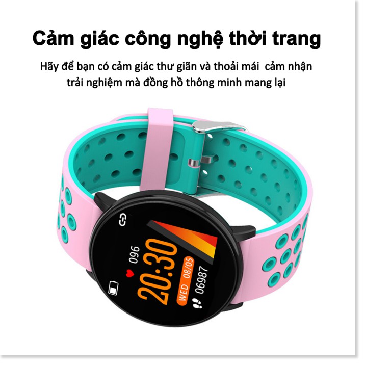 Vòng tay đồng hồ thông minh W8, ba màn hình hiển thị giờ thay đổi, màn hình màu rõ nét, điều kiển chụp ảnh từ xa, đo nhị