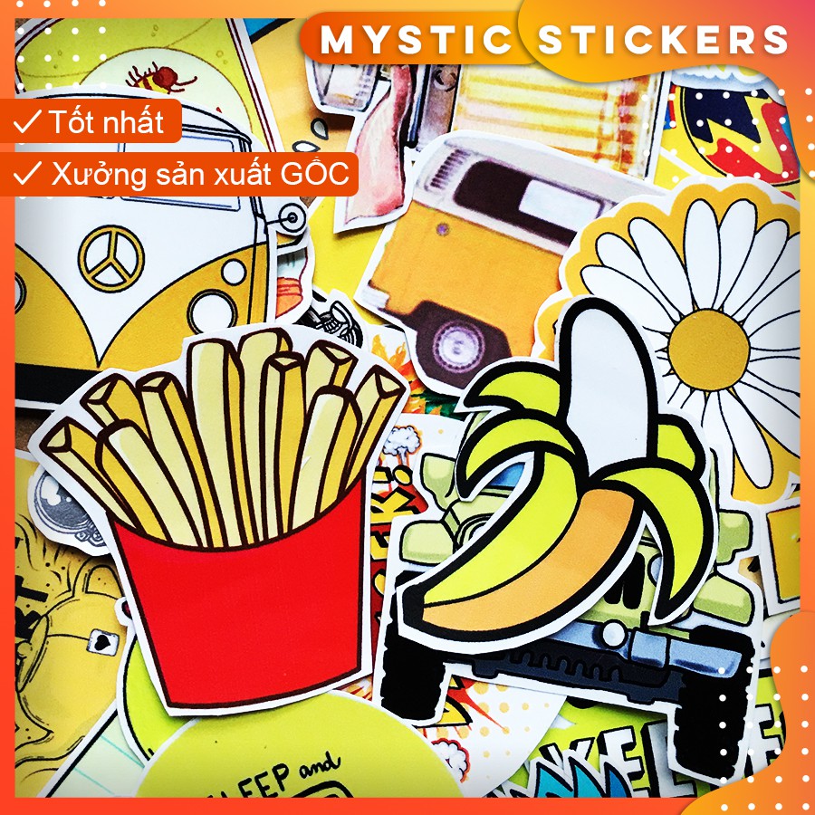 [VÀNG YELLOW] 35 Sticker chống nước/ trang trí,dán xe laptop mũ bảo hiểm vali...