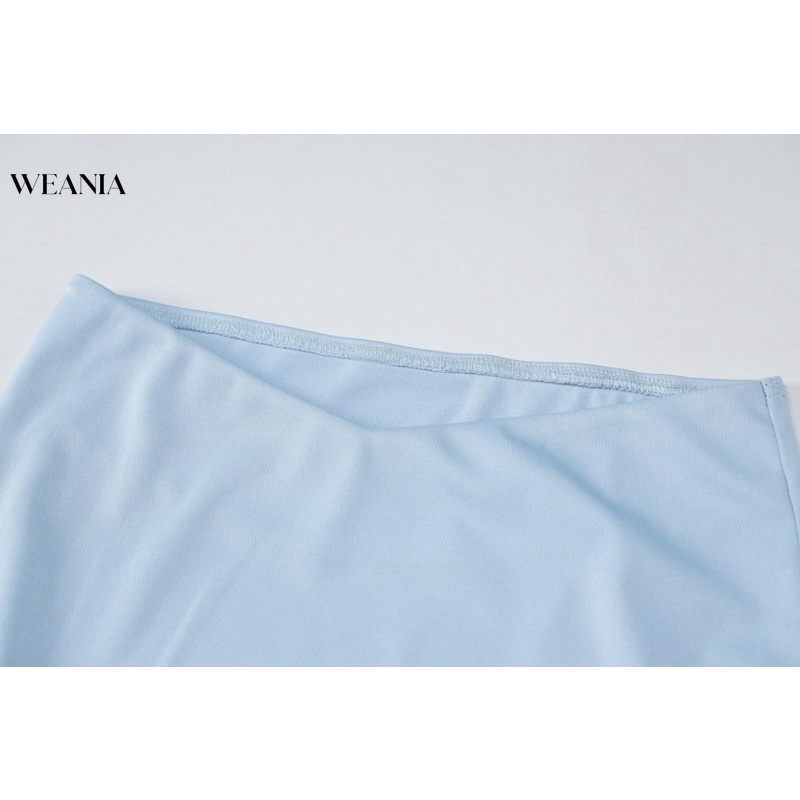 Set Áo Kiểu Trễ Vai + Chân Váy Lưng Cao Màu Trơn Thời Trang Dành Cho Nữ