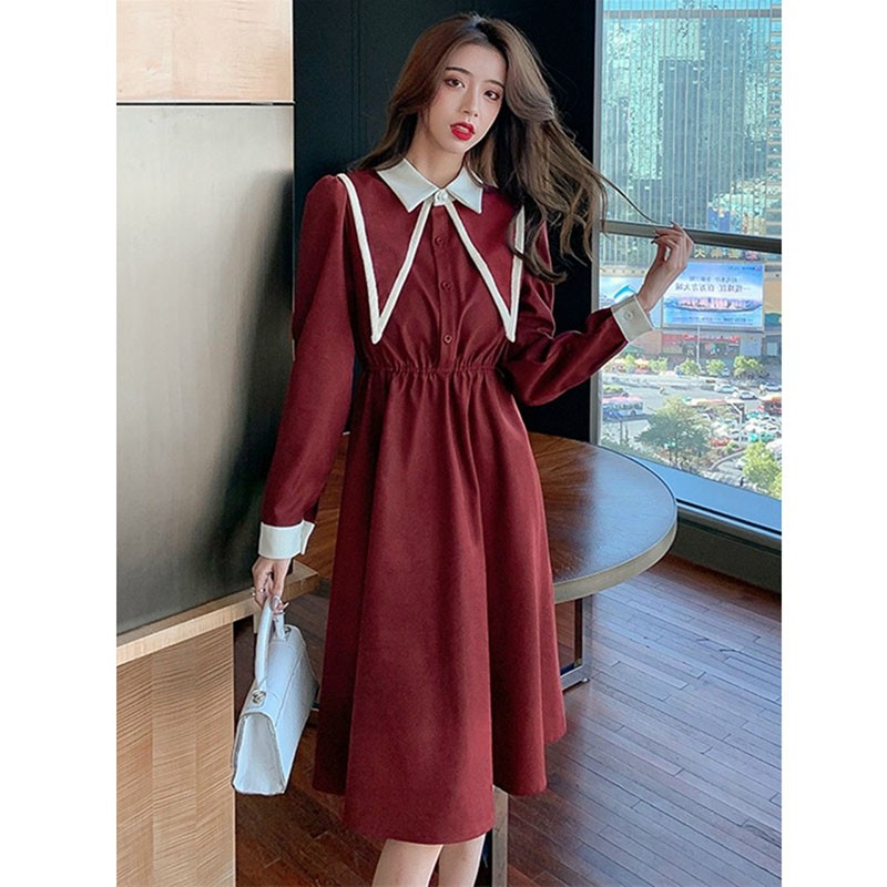 Đầm Nữ Chất Da Lộn Cổ Đức Dáng Dài M004-Teen 888