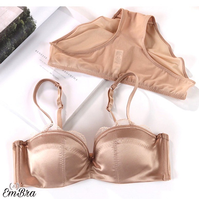 Set Đồ Lót Nữ Satin Có Gọng Đệm Mỏng Cao Cấp, Bộ Nội Y Quyến Rũ Mỏng Gọng Mã EBB21