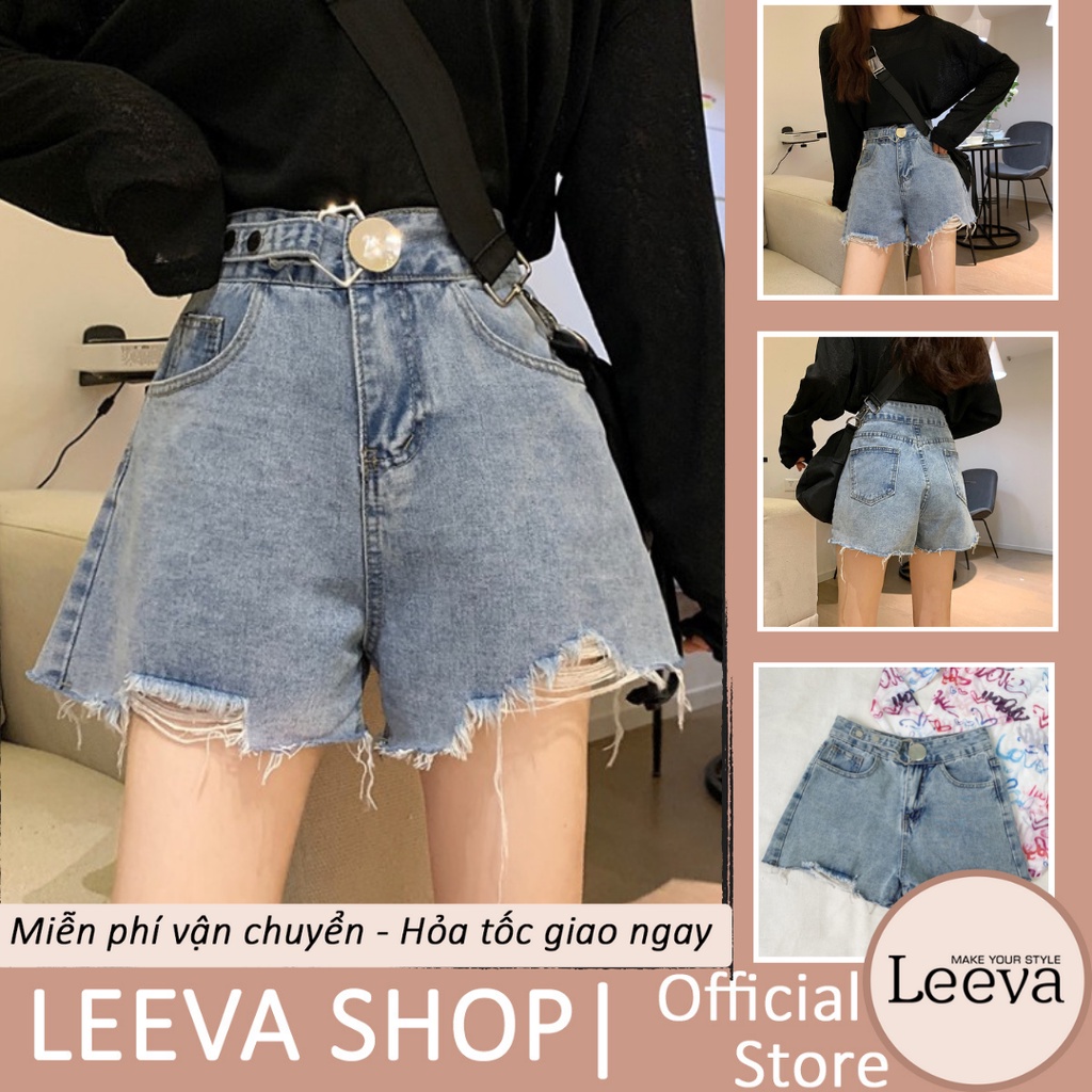 LEEVA - Short jeans nữ khóa gài cá tính S017