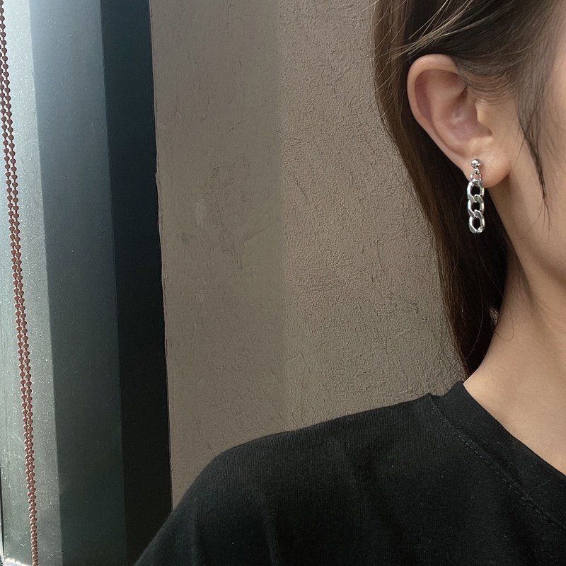 Khuyên Tai Dây Xích Bằng Kim Loại Phong Cách Hip Hop Đơn Giản Thời Trang Cho Nữ