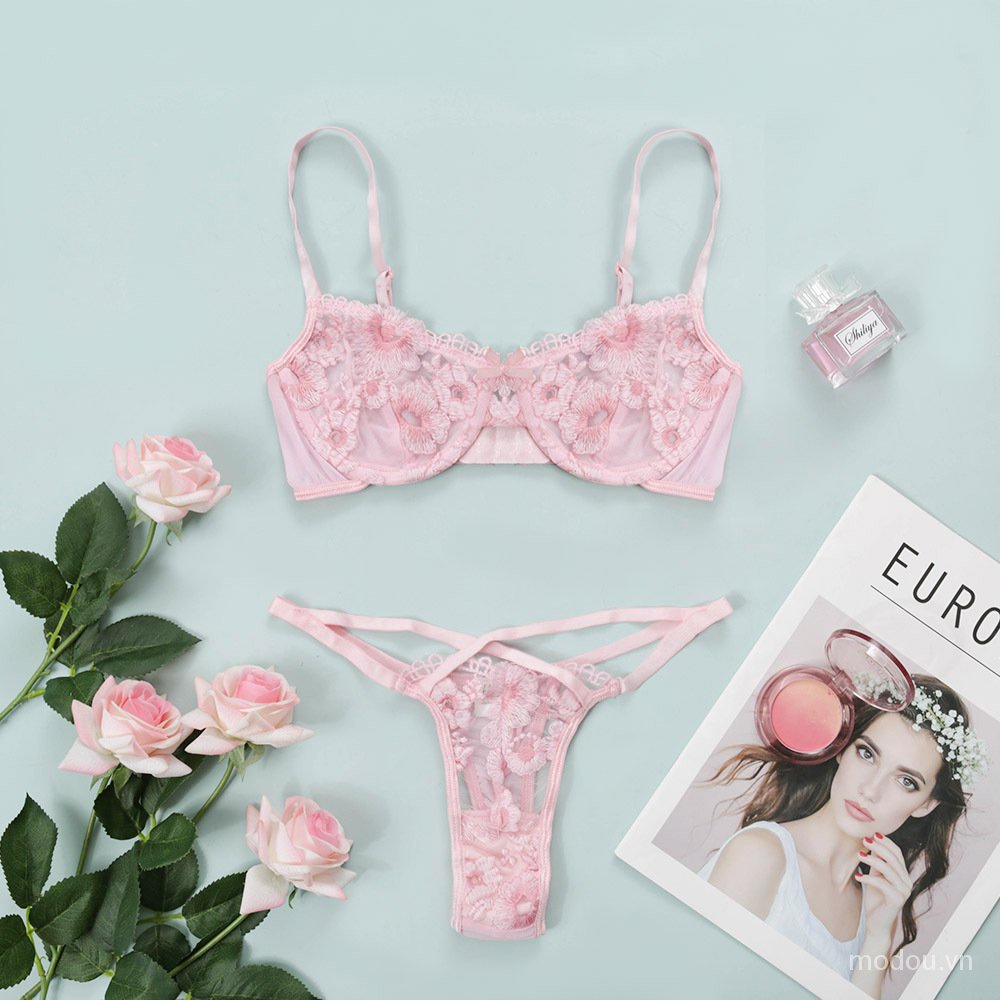 Bộ đồ lót vải ren thêu hoa thời trang quyến rũ cho nữ