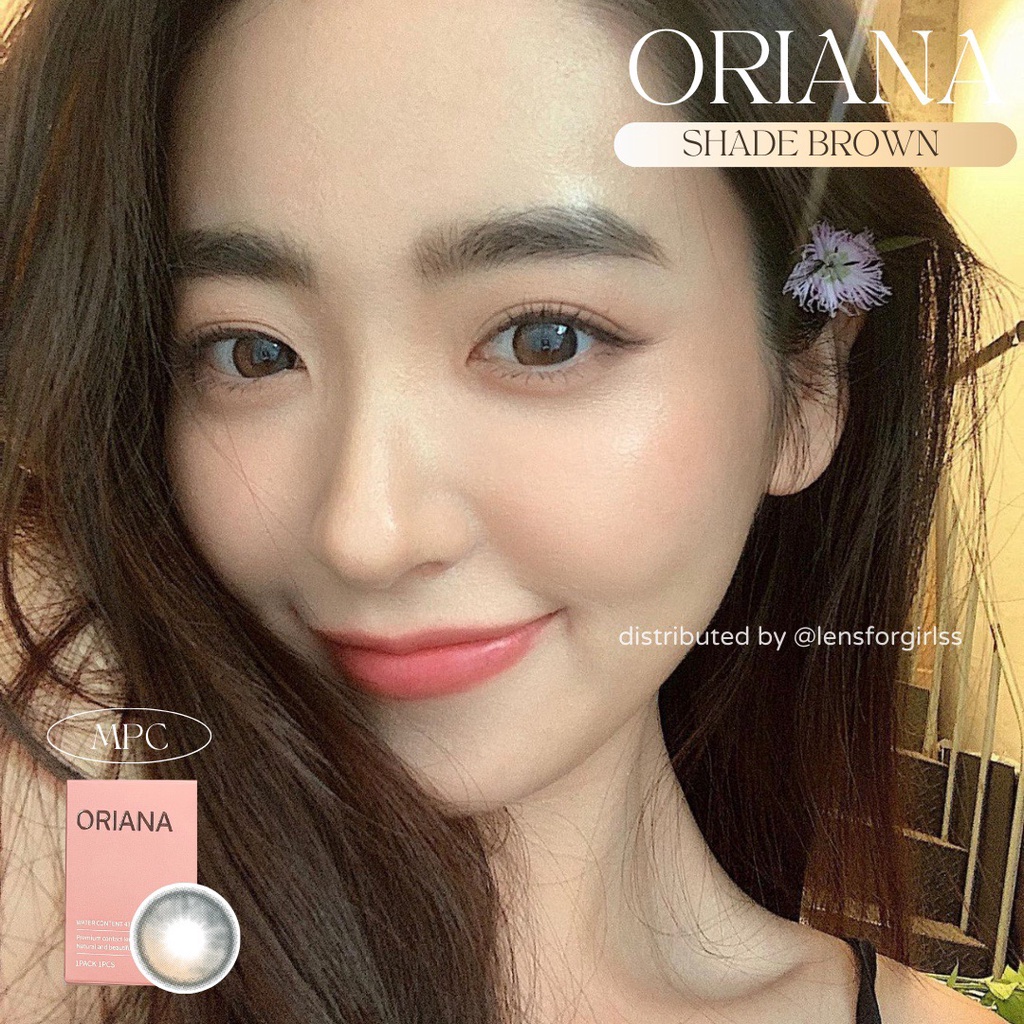 Kính áp tròng hiệu ứng phủ bóng hot trend Oriana Shade Brown chính hãng Isha Made in Korea | Hsd 6 tháng  Lens cận