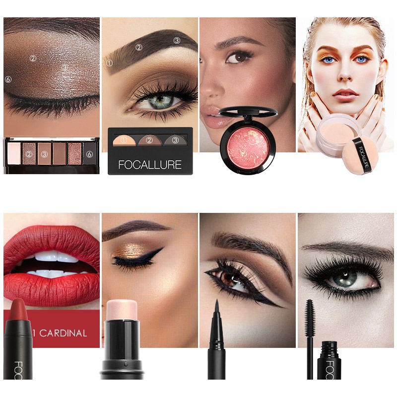 Bộ 8 sản phẩm trang điểm mặt FOCALLURE cơ bản kèm túi đựng tiện dụng | BigBuy360 - bigbuy360.vn