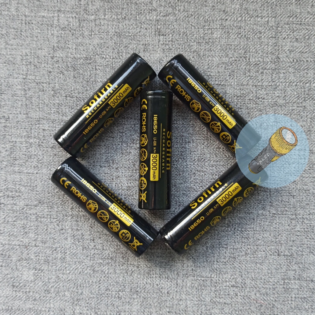 Combo cell pin sạc chính hãng Sofirn 18650 3.7V dung lượng 3000mAh mới 100% đầu lồi cho đèn pin quạt sạc