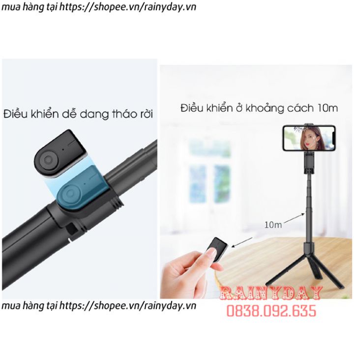 Gậy chụp ảnh tự sướng 3 chân bluetooth có đèn led, gậy chụp hình selfie đa năng điều khiển từ xa