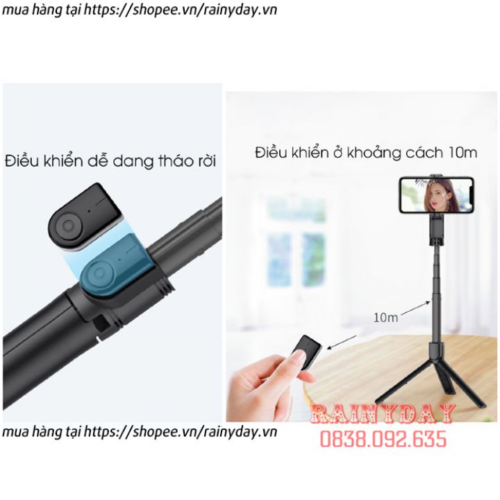 Gậy chụp ảnh tự sướng đa năng bluetooth, gậy chụp hình selfie có điều khiển từ xa, đèn kiêm tripod