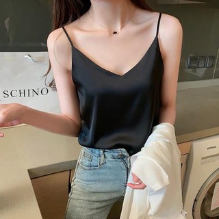 Áo 2 dây cổ tim - Áo lụa hai dây - chất vải lụa Hàn, mặc cực mát & ít nhăn.