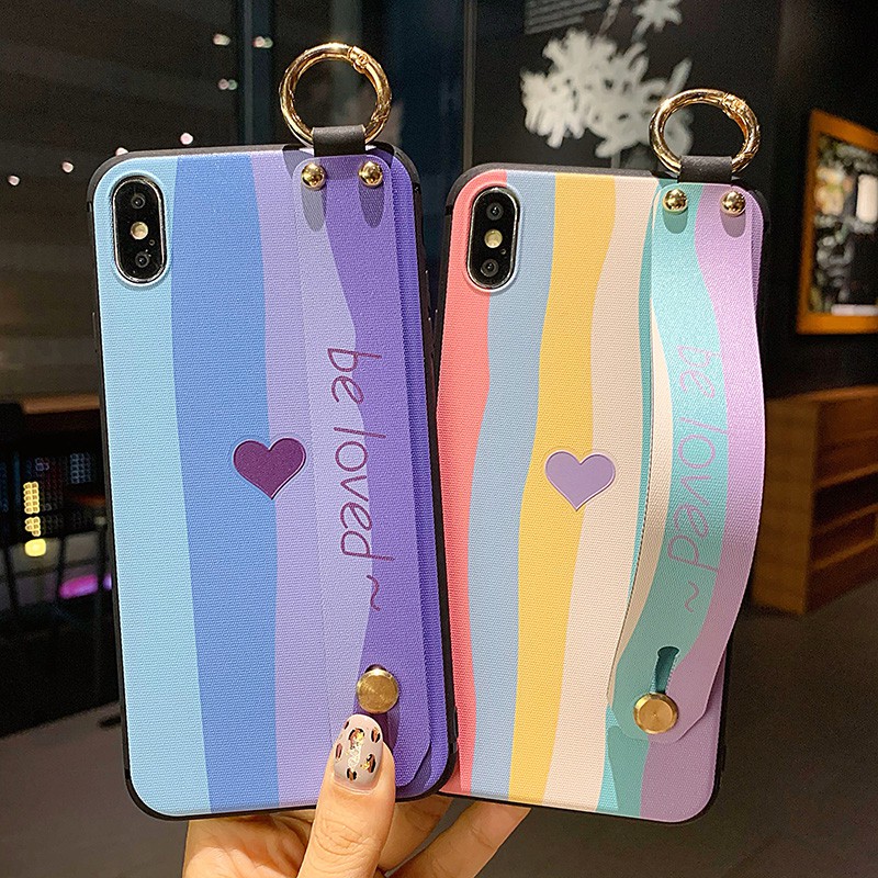 Ốp lưng Samsung S10 S10+ S9 S9+ S8 S8+ Note 20 Ultra 10 Plus Lite Pro 3D Relief Fashion Color bar Soft Case Cover+Wristband | BigBuy360 - bigbuy360.vn