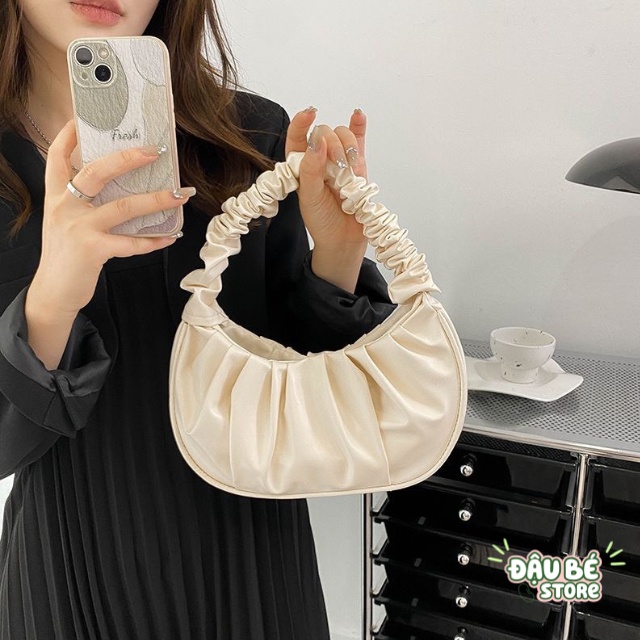 Túi Đeo Vai Nữ Màu Trơn Da Mềm Thời Trang Hàn Quốc - Túi Kẹp Nách Quai Nhúm Da PU Hottrend - Daube - PK004