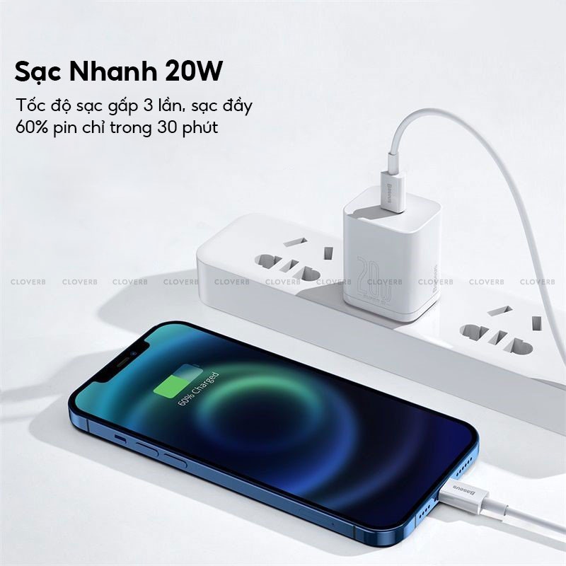 Dây Sạc 20W Baseus Superior CloverB Dây TPE Độ Bền Cao Sạc Nhanh Ổn Định Chống Đứt Gãy Dài 1m 2m Cho iP 11 12 13 Pro Max