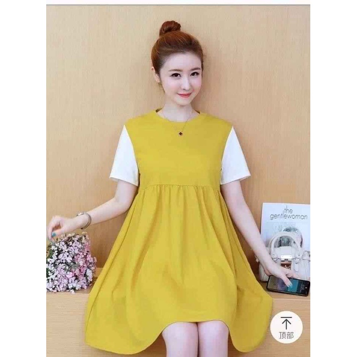 Váy bầu thời trang thiết kế babydoll chất Đũi size từ 40 đến 70kg