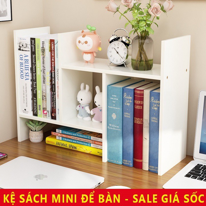 [SALE] Kệ giá sách để bàn học hoặc bàn làm việc, bằng gỗ MDF. Hàng lắp ráp mini giá rẻ 35x50x20