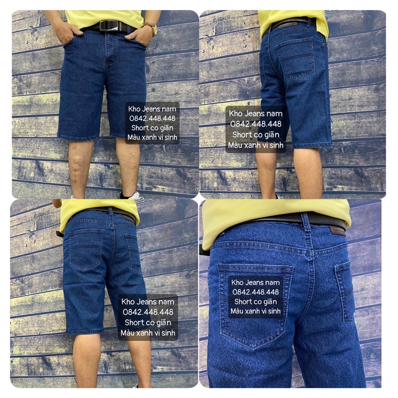 Quần Short chất vải CO GIÃN Jean Nam Trung Niên MÀU XANH VI SINH, Quần Ngố Nam Trung Niên Hàng Tốt, Giá Tốt