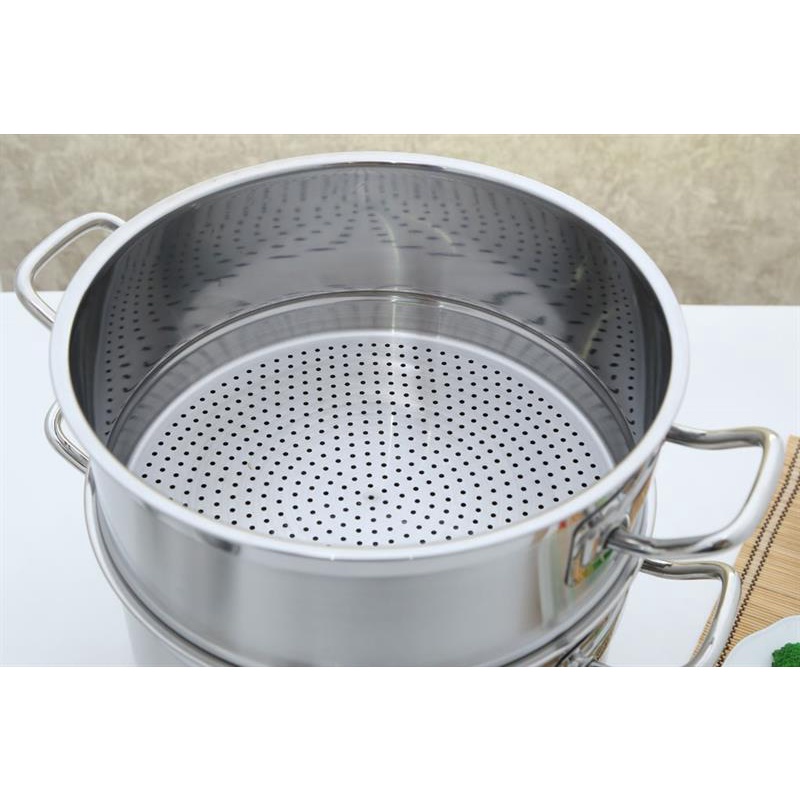 Bộ nồi xửng hấp 3 đáy inox 430 FiveStar Standard nắp kính
