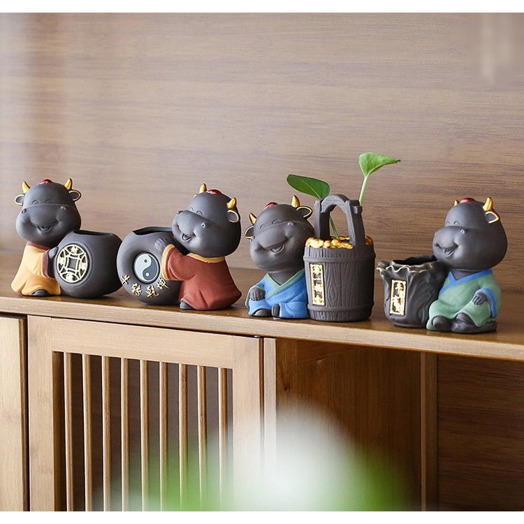 Tượng Trâu Và Chậu Trồng Cây Cầu Phúc Lộc Tài