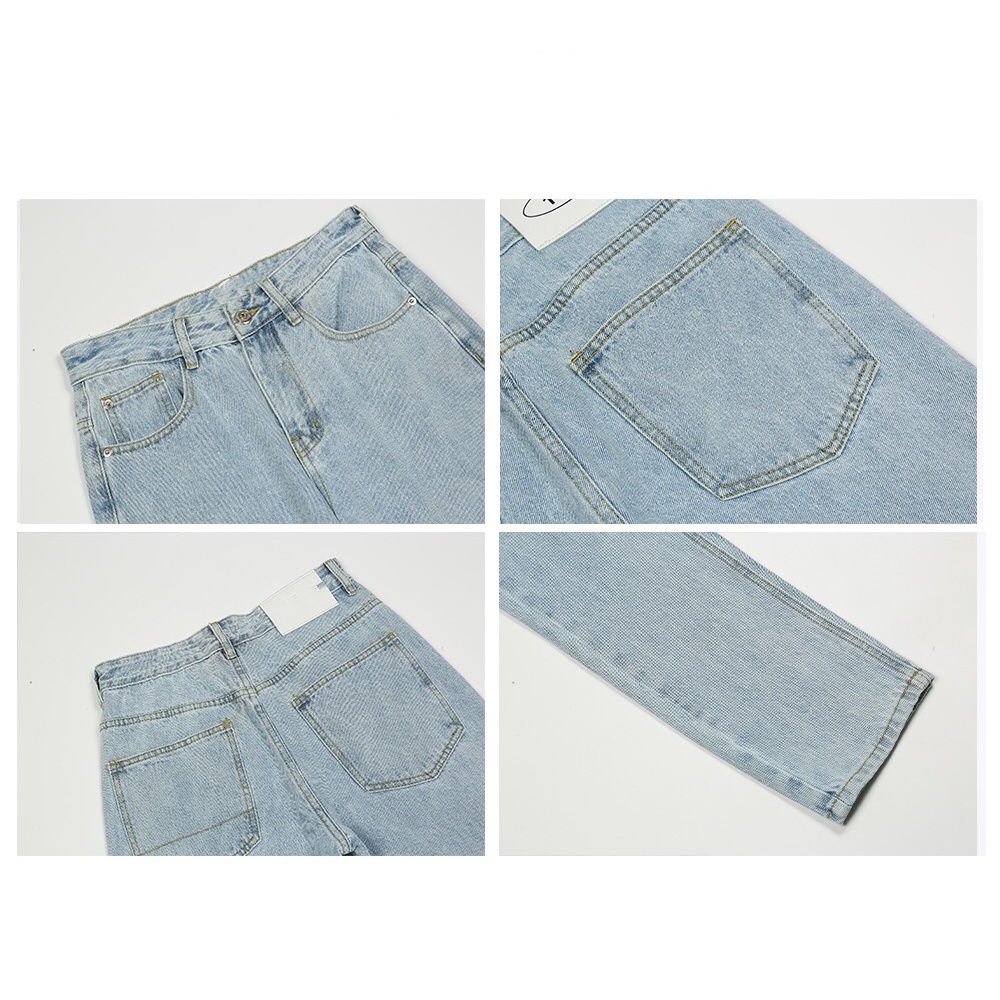 Quần jean nam nữ baggy dáng xuông đứng