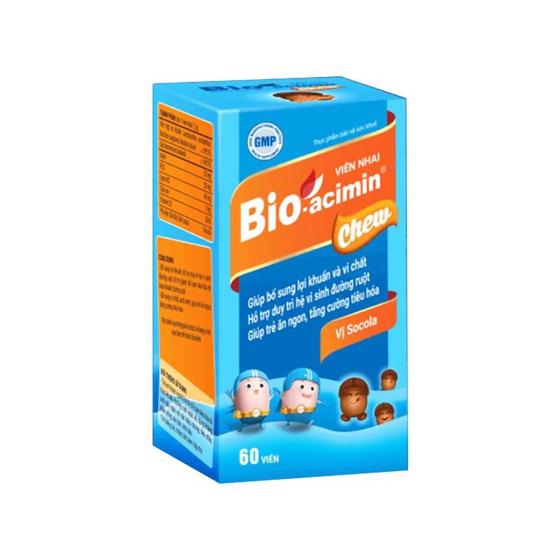 Viên nhai vị socola Bio-acimin Chew - hỗ trợ làm giảm tình trạng biếng ăn ở trẻ, hỗ trợ tăng cường hệ vi sinh đường ruột