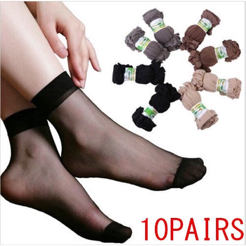 10 Đôi vớ ngắn chất liệu lụa nylon siêu mỏng