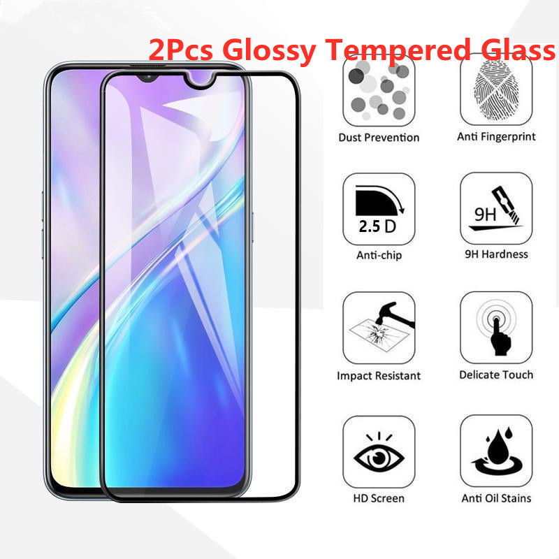 Set 2 Kính Cường Lực Bảo Vệ Màn Hình Điện Thoại Oppo Find X2 Lite Reno 6.4 Ace F5 F7 Realme Naza 10a 20a 20 Pro C11 C12 C15 C17 C20 V15