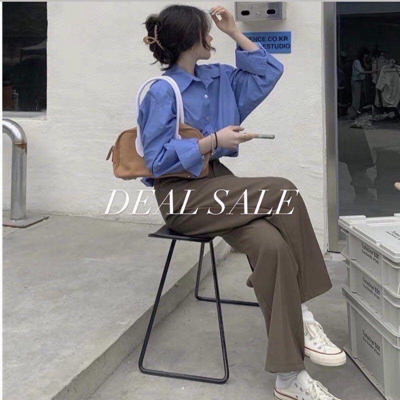 Quần vải ống rộng lưng cao Siêu hot, Quần Ống Suông Dáng Dài Siêu Tôn Dáng
