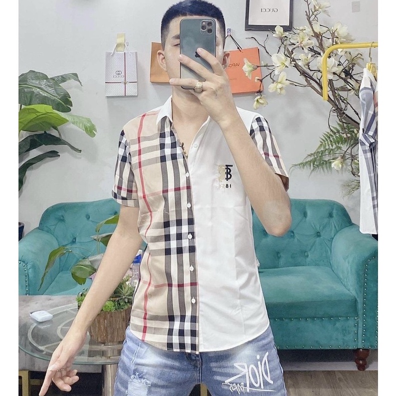 Áo sơ mi nam tay ngắn giá rẻ thêu logo BBR mẫu mới giá rẻ vải mặc mát cao cấp VBSHOP007